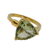 Sterling Silver Gilt Chunky Green Tourmaline Dress Ring Vintage c1970 Size N 1/2