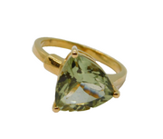 Sterling Silver Gilt Chunky Green Tourmaline Dress Ring Vintage c1970 Size N 1/2