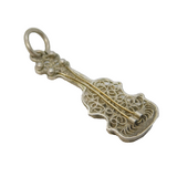Sterling Silver Filigree Guitar Charm Pendant Vintage c1970s