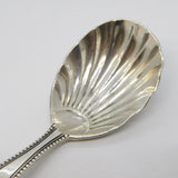 Victorian Sterling Silver Shell Bowl Tea Caddy Spoon Antique 1866 London