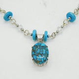 Sterling Silver, Turquoise & Moonstone Set Statement Necklace Vintage c1980