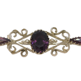 19th Century Austro-Hungarian .900 Silver & Amethyst Bar Brooch Antique c1880