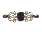 19th Century Austro-Hungarian .900 Silver & Amethyst Bar Brooch Antique c1880