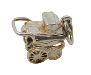 Sterling Silver Baby in the Pram Charm Pendant Vintage c1970