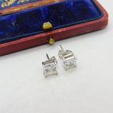 Pair of Sterling Silver Diamond Paste Square Stud Earrings Vintage c1970