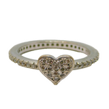 Sterling Silver Paste Set Heart & Band Dress Ring Vintage c1970 Size M