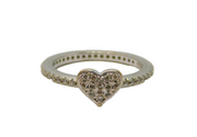 Sterling Silver Paste Set Heart & Band Dress Ring Vintage c1970 Size M
