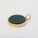 Victorian 9ct Gold Carved Bloodstone Clan Ross Intaglio Pendant Antique c1860s