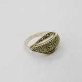 Continental .800 Silver Marcasite Domed Art Deco Ring Antique c1930 Size N 1/2