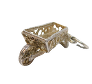 Sterling Silver Wheelbarrow Charm Pendant Vintage c1970s