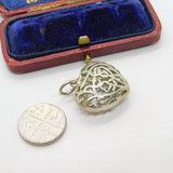 Sterling Silver Large Heart Charm Pendant Vintage c1970