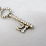 Sterling Silver 21st Birthday Key Charm Pendant Vintage c1970
