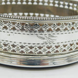 George III Pair of Sterling Silver Turned Wooden Crested Bottle Coasters Antique