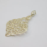 Sterling Silver Celtic Style Patterned Leaf Shape Charm Pendant Vintage c1970
