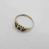 Sterling Silver Three Stone Sapphire Ring Vintage 1981 Birmingham Size L 1/2