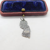 Sterling Silver State of New Jersey USA Charm Pendant Vintage c1970