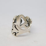 Mexican Sterling Silver Cabochon Amethyst Abstract Dress Ring Vintage 1970