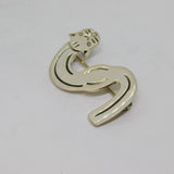 Sterling Silver Modernist Cat Design Initial S Brooch Vintage c1970