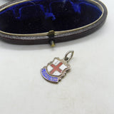 Sterling Silver and Enamel London Traveller Shield Charm Pendant Vintage c1970