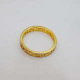 Sterling Silver Gilt Greek Key Design Dress Band Ring Vintage c2000 Size N