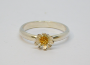 Sterling Silver & Gilt Daisy Studio Style Ring Vintage c1970 Size O