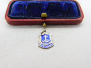 Sterling Silver and Enamel Porthcawl Travel Shield Charm Pendant Vintage c1970