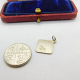 Sterling Silver Diamond Shape St Christopher Charm Pendant Vintage c1970