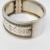 Victorian Aesthetic Movement Sterling Silver Floral Cuff Bangle Antique c1860s