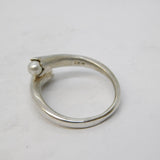 Sterling Silver Two-Pearl Set Floral Form Crossover Ring Vintage c1970