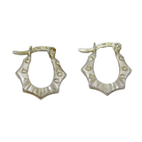 Pair of Sterling Silver Modernist Patterned Huggie Hoop Earrings Modern c1990