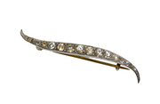 .900 Silver Graduating Paste Set Art Deco Curve Brooch Antique c1930