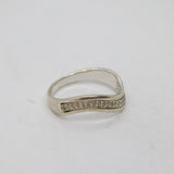 Sterling Silver Multi-Stone Spinel Wave Front Band Ring Modern c1990 Size R 1/2