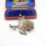 Filigree Sterling Silver Spring Flower Brooch Pin Antique c1920 Art Deco