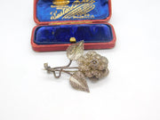 Filigree Sterling Silver Spring Flower Brooch Pin Antique c1920 Art Deco