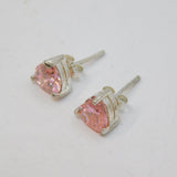 Pair of Sterling Silver Pink Paste Heart Stud Earrings Vintage c1970