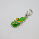 Sterling Silver Green & Yellow Enamel Flipflop Clip On Charm Vintage c1970