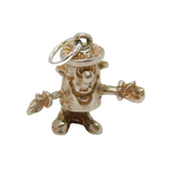 Sterling Silver Cartoon Dustbin Charm Pendant Vintage c1970