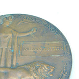 WW1 British Army Bronze Death Plaque Penny 'William Dutton' Antique c1915
