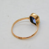Edwardian 9ct Gold & Emerald-Cut Synthetic Sapphire Dress Ring Antique