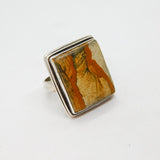 Sterling Silver Chunky Picture Jasper Statement Ring Vintage c1970 Size S 1/2