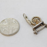Sterling Silver Spinning Wheel Sewing Charm Pendant Vintage c1970