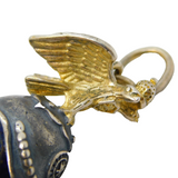 19th Century Russian Silver & Blue Enamel Chevalier Helmet Pendant Antique