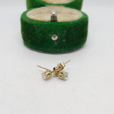 9ct Yellow Gold & Paste Set Stud Earrings Vintage c1970