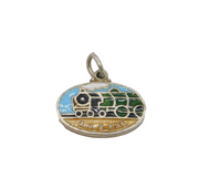 Sterling Silver 'RHD' Enamel Train Image Souvenir Charm Pendant Vintage c1970s