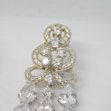 Pair of Large Sterling Silver Crystal Set Sparkling Statement Earrings Vintage