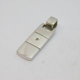 Sterling Silver Two-Tone Diamond Set Rectangle Drop Pendant Vintage c1990