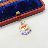 Sterling Silver and Coloured Enamel Travel Shield 'Tenby' Charm Vintage c1970