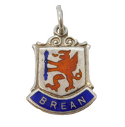 Sterling Silver Brean Enamel Shield Charm Pendant Vintage c1970