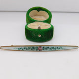 Edwardian Gilt Metal & Guilloche Enamel Rose Flower Brooch Antique c1910