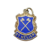 Sterling Silver Enamel St Helier Charm Pendant Vintage c1970s